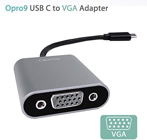 מתאם Opro9 USB C ל- VGA, USB Type-C ל- VGA מתאם [Thunderbolt 3 תואם] ומשתמש בטכנולוגיית USB OTG, עבור MacBook